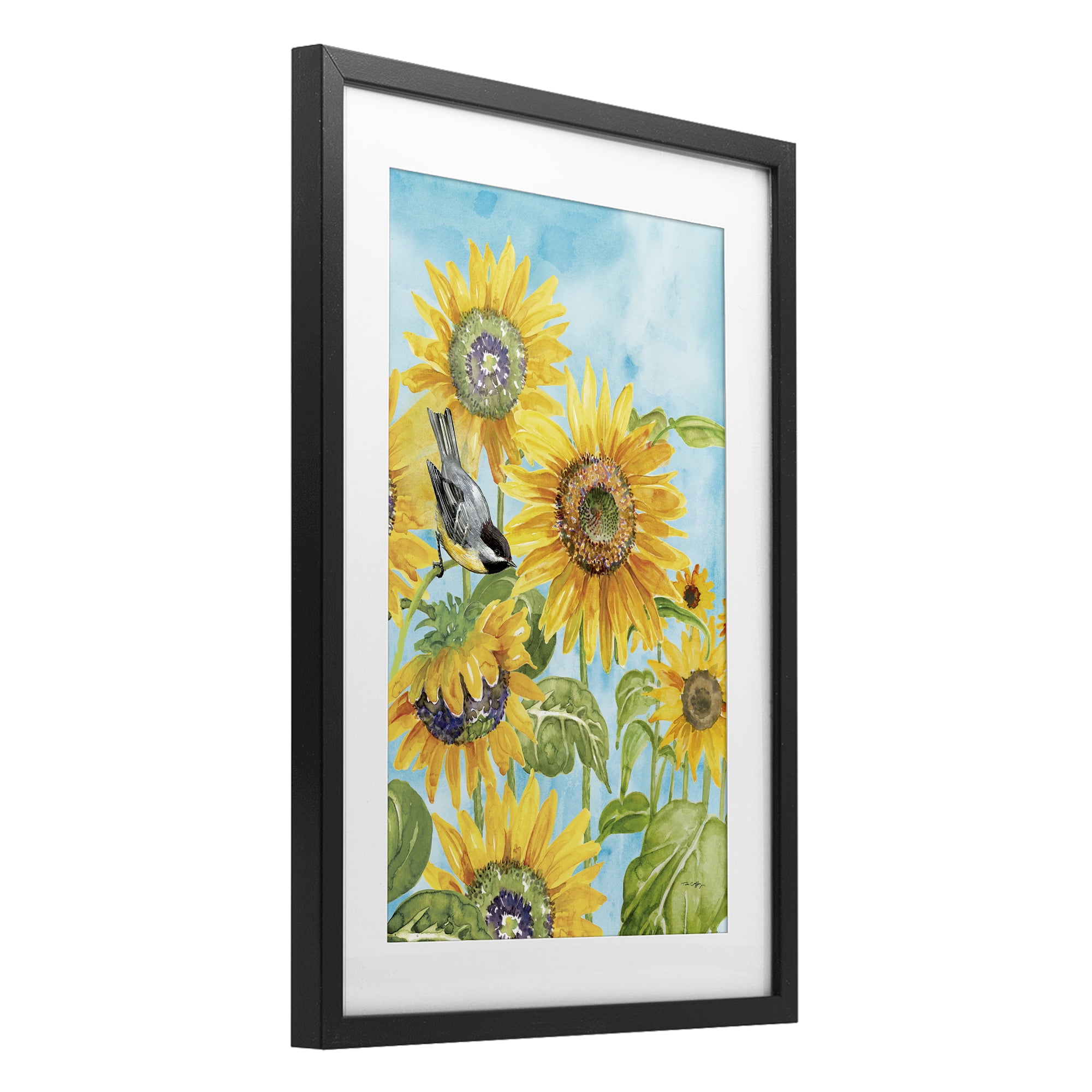 Stupell Industries Sunflower Honey Bird Black Framed Print Under Glass, design by Tim Coffey
