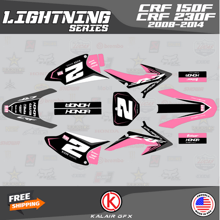 Kalair GFX Graphics Kit for Honda CRF230F (2008-2014) Lightning Series Kalair GFX Graphics Kit for Honda CRF230F (2008-2014) Lightning Series