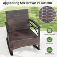 thumbnail image 6 of Costway 3 PCS Rattan Rocking Chair Set with Acacia Wood Tabletop Armrests for Porch Balcony Mix Brown + Gray, 6 of 11