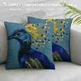 thumbnail image 3 of ONETECH Blue Peacock Bird Square Pillow Covers Blue Crowned Big Eyes Throw Pillow Covers for Living  Bed Living Room Car, 3 of 5