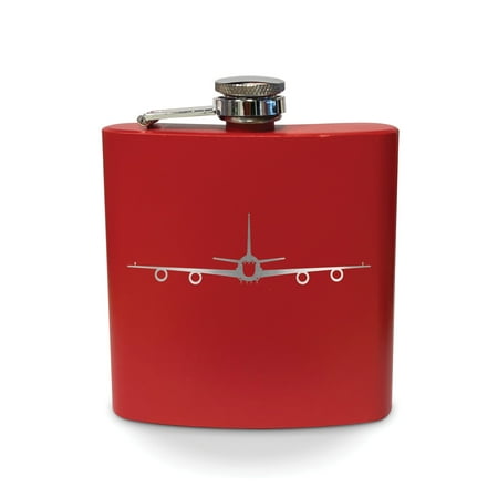 

RC-135 Flask 6 oz - Laser Engraved - Stainless Steel - Drinkware - Bachelor Bachelorette Party - Bridal Shower Gifts - Camping - Pocket Hip - rc135 reconnaissance aircraft - Red