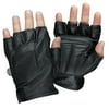 FUEL Adult Fingerless Leather Motorcycle Gloves Black - Medium