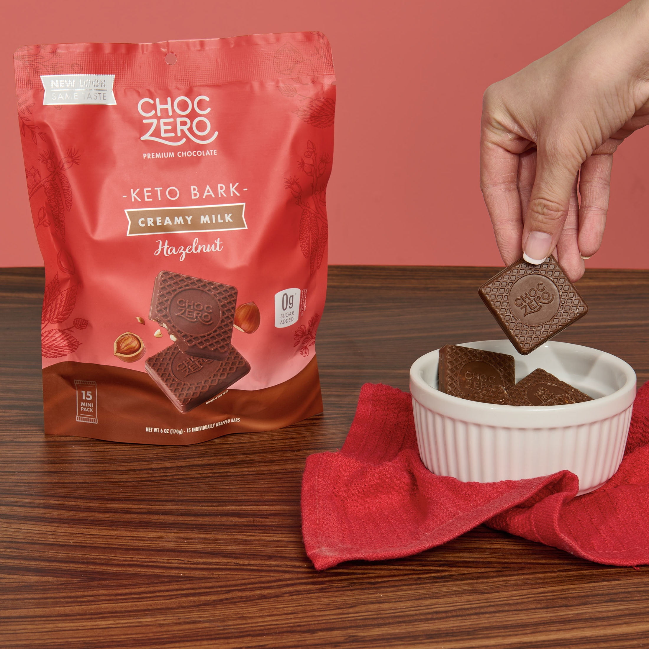 (2 pack) ChocZero No Sugar Added Milk Chocolate Hazelnut Keto Bark, 6 oz, 15 Pieces