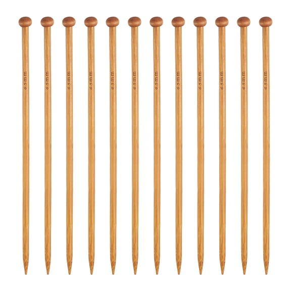 Uxcell 6.5mm Bamboo Knitting Needle Straight Single Pointed 10 Inch Long Wooden Sweater Knitting Needles US Size 10.25 12PCS