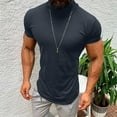thumbnail image 2 of YYDGH Mens Turtleneck Short Sleeve Shirts Slim Fit T Basic Lightweight Tops Summer Casual Solid Color T Shirts Gray XL, 2 of 7