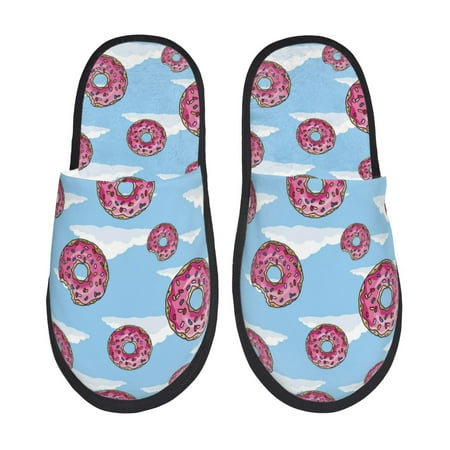 

Slippers for Women Men Donut Clouds Print Warm Womens Mens House Shoes Bedroom Slippers Fuzzy Memory Foam Slippers Winter House Indoor Shoes Aesthetic Dorm Slippers