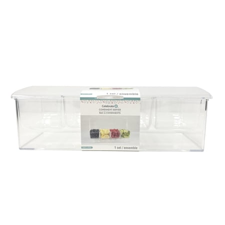 Celebrate It Chilled Condiment Server - 4-Compartment Garnish Tray with Ice Base - Clear - 16" x 6.22" - 1-Pack