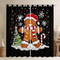Manfei Merry Christmas Blackout Curtains Set of 2 (52x84 Each) for Kids, Gingerbread Man Window Curtains, Dreamy Fairy Tale Curtains and Drapes, Window Curtains Room Decor