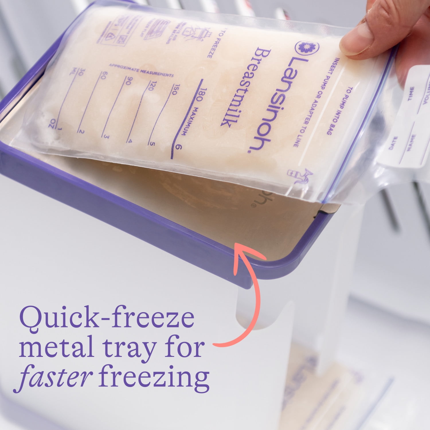 Lansinoh Breast Milk Storage Container, Freezer Organizer, Holds 10 Milk Bags, Includes 5