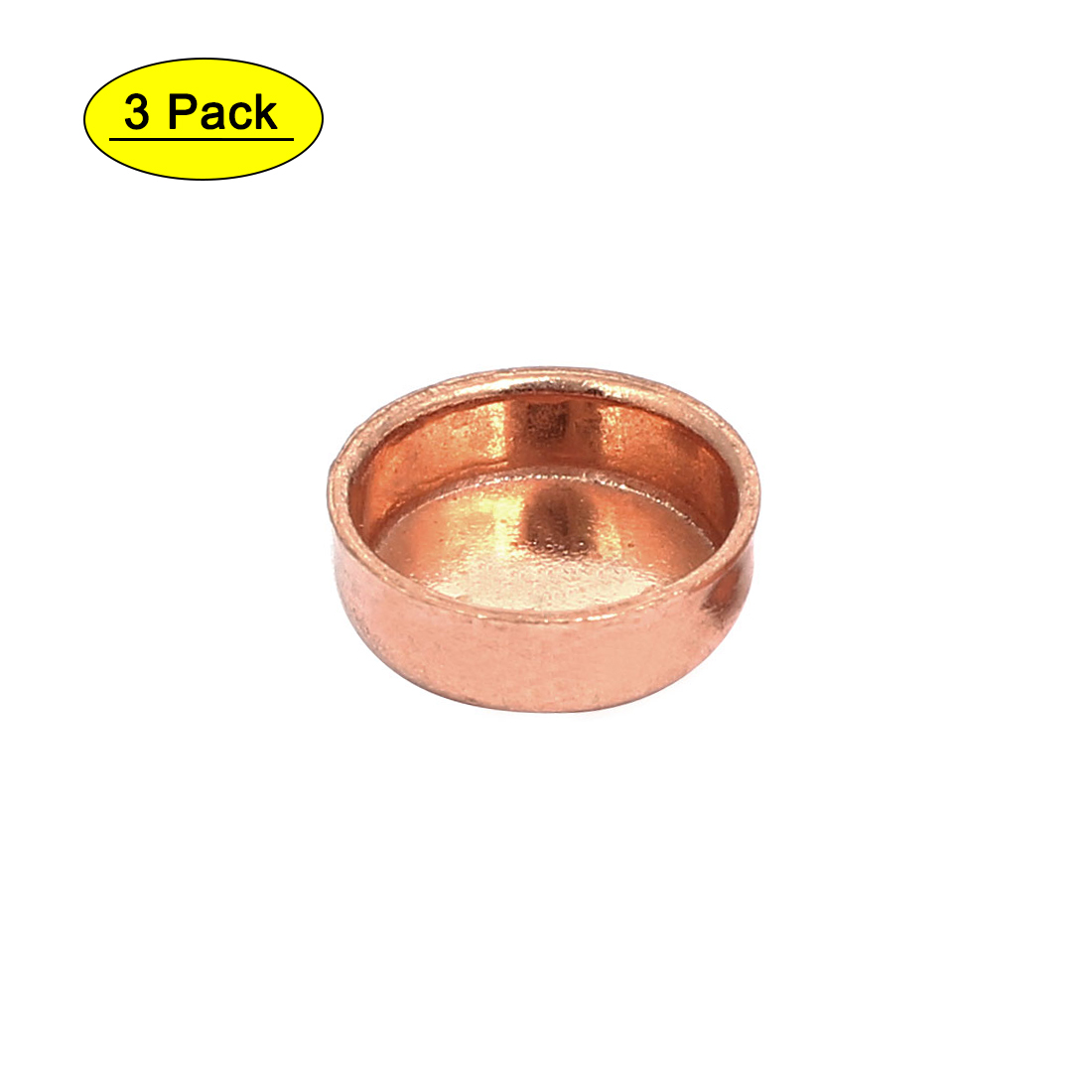 12.7mmx0.8mm Copper Pipe Tube End Cap Cover Plumbing Fitting 3pcs
