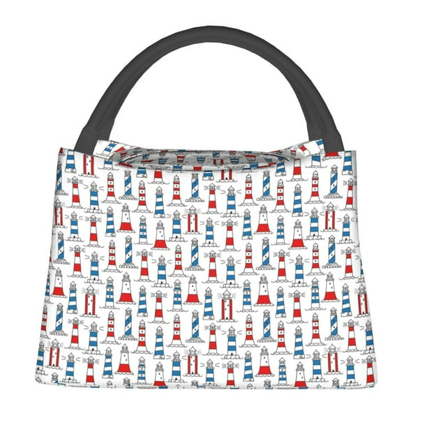 Fotbe Lighthouse And Beacon Bolsa Térmica Portátil con Estampado, Bolsa de Entrega de Alimentos Aislada, Bolsa Reutilizable de Gran Capacidad para Comidas y Supermercado
