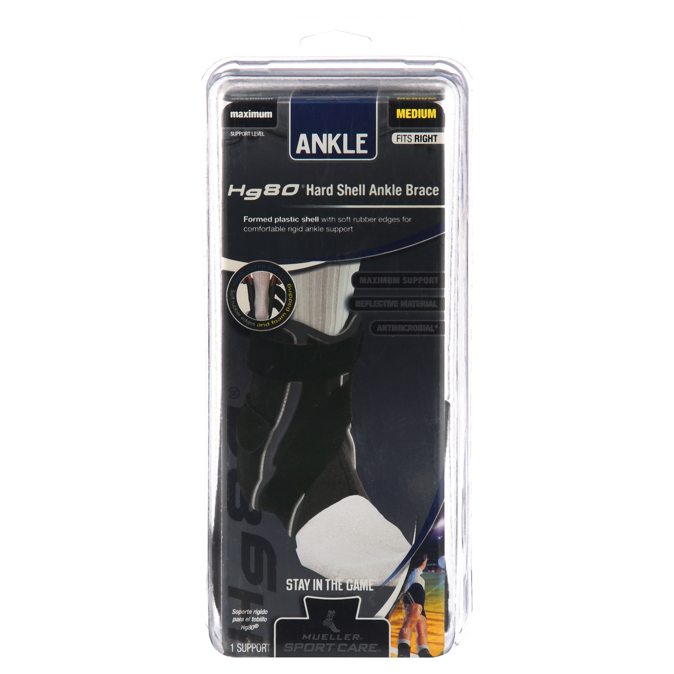 Mueller Hg80 Premium Hard Shell Ankle Brace, Medium Right