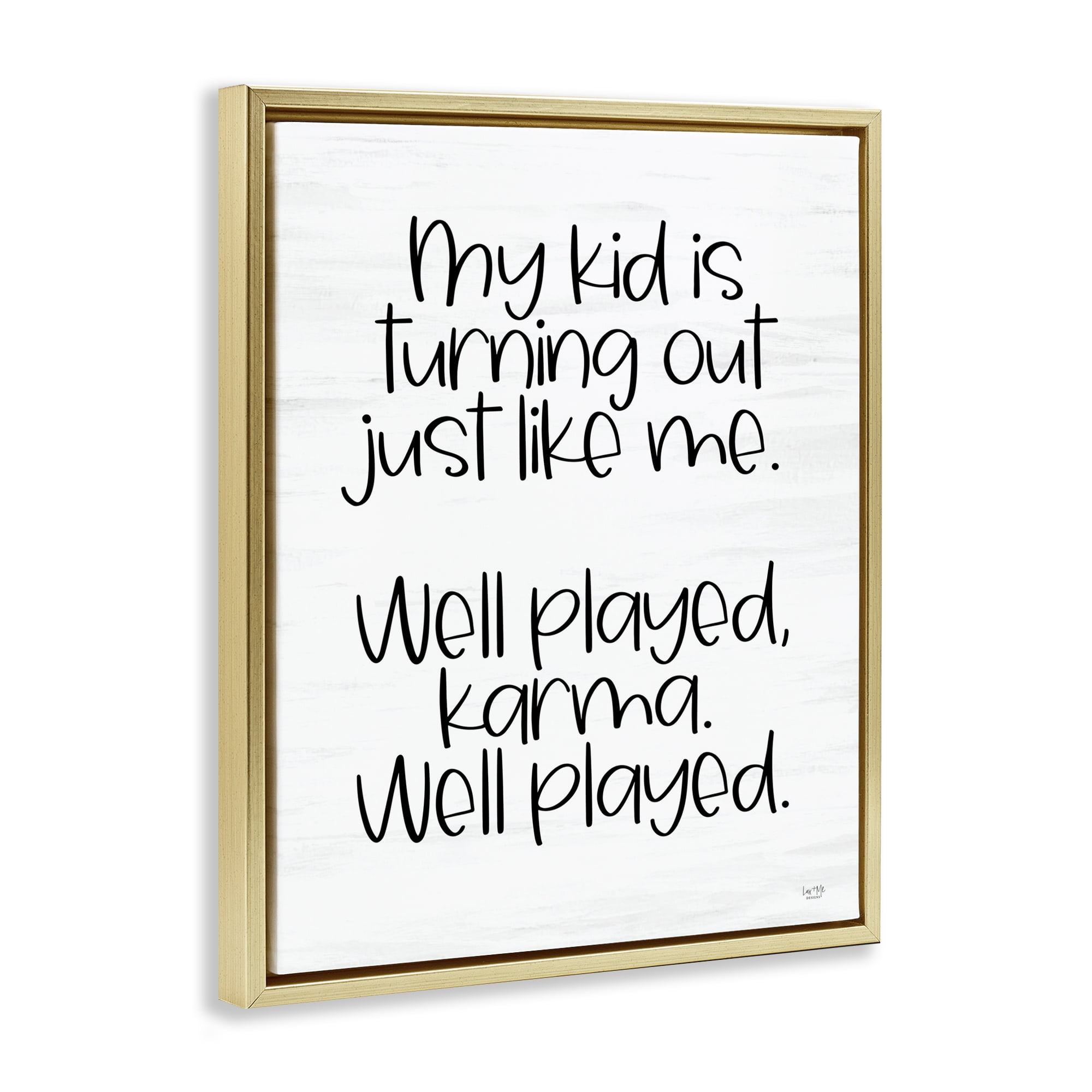 Stupell Industries Kid Karma Phrase Typography Painting Gold Floater Framed Art Print Wall Art, 17 x 21