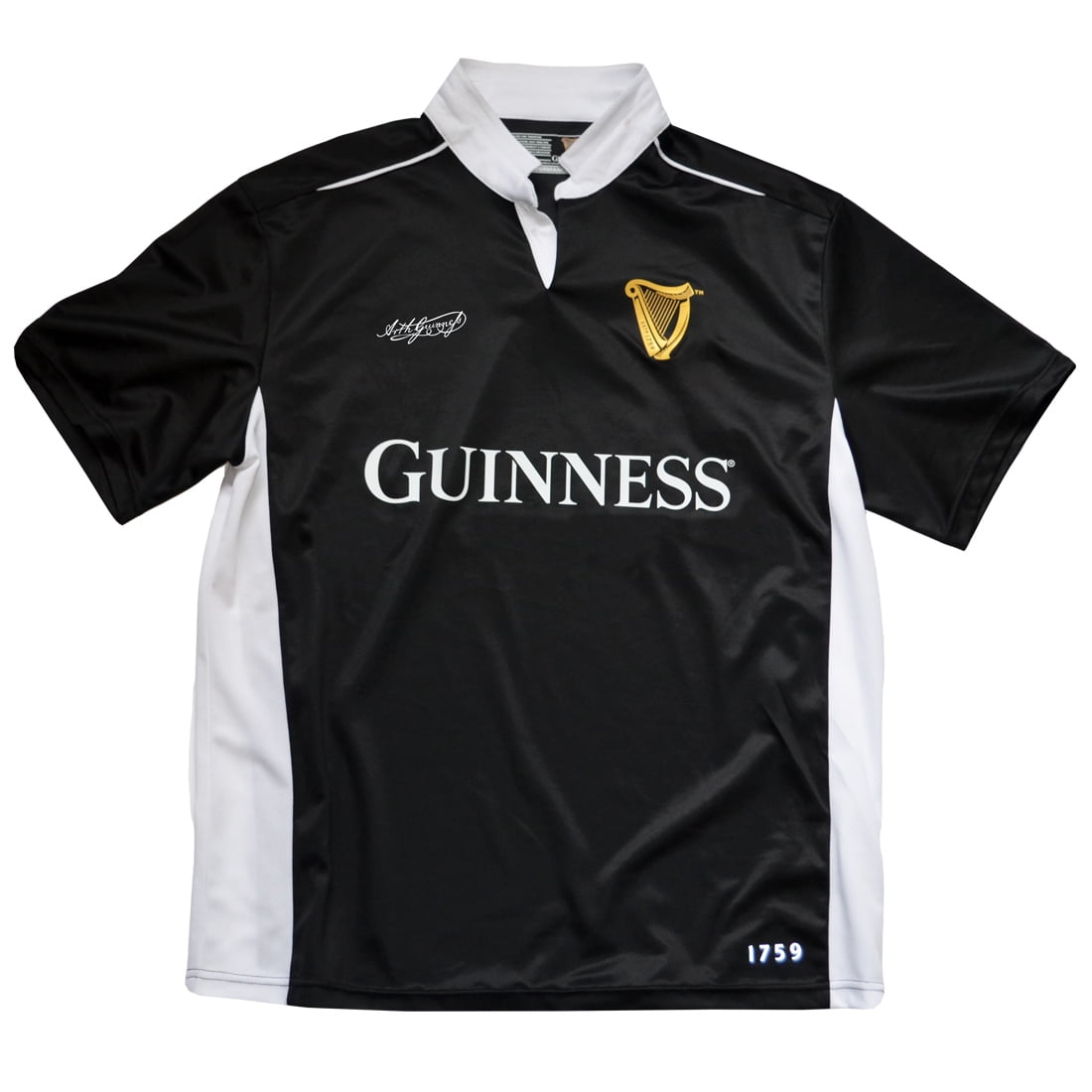 Guinness Guinness Men's Black/White Performance Short Sleeve Rugby Shirt