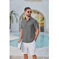 thumbnail image 2 of COOFANDY Mens Button Down Shirt Short Sleeve Casual Shirts Linen Textured Summer Beach Shirts, 2 of 6