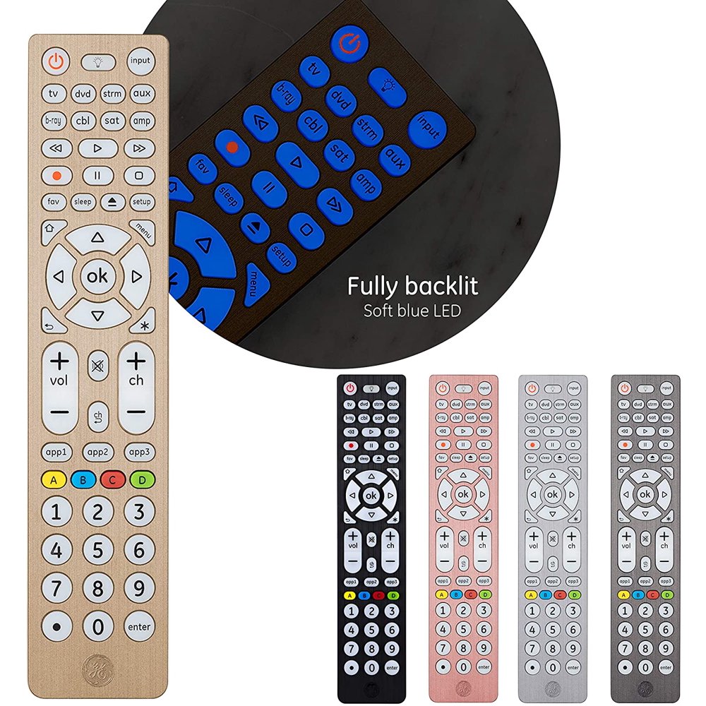 GE 8Device Backlit Universal Remote, Brushed Gold, 47509