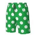 thumbnail image 4 of Rocae Green And White Polka Dot for Men's Beach Shorts Casual Elastic Waist Drawstring Summer Beach Shorts,S-3XL-Medium, 4 of 6