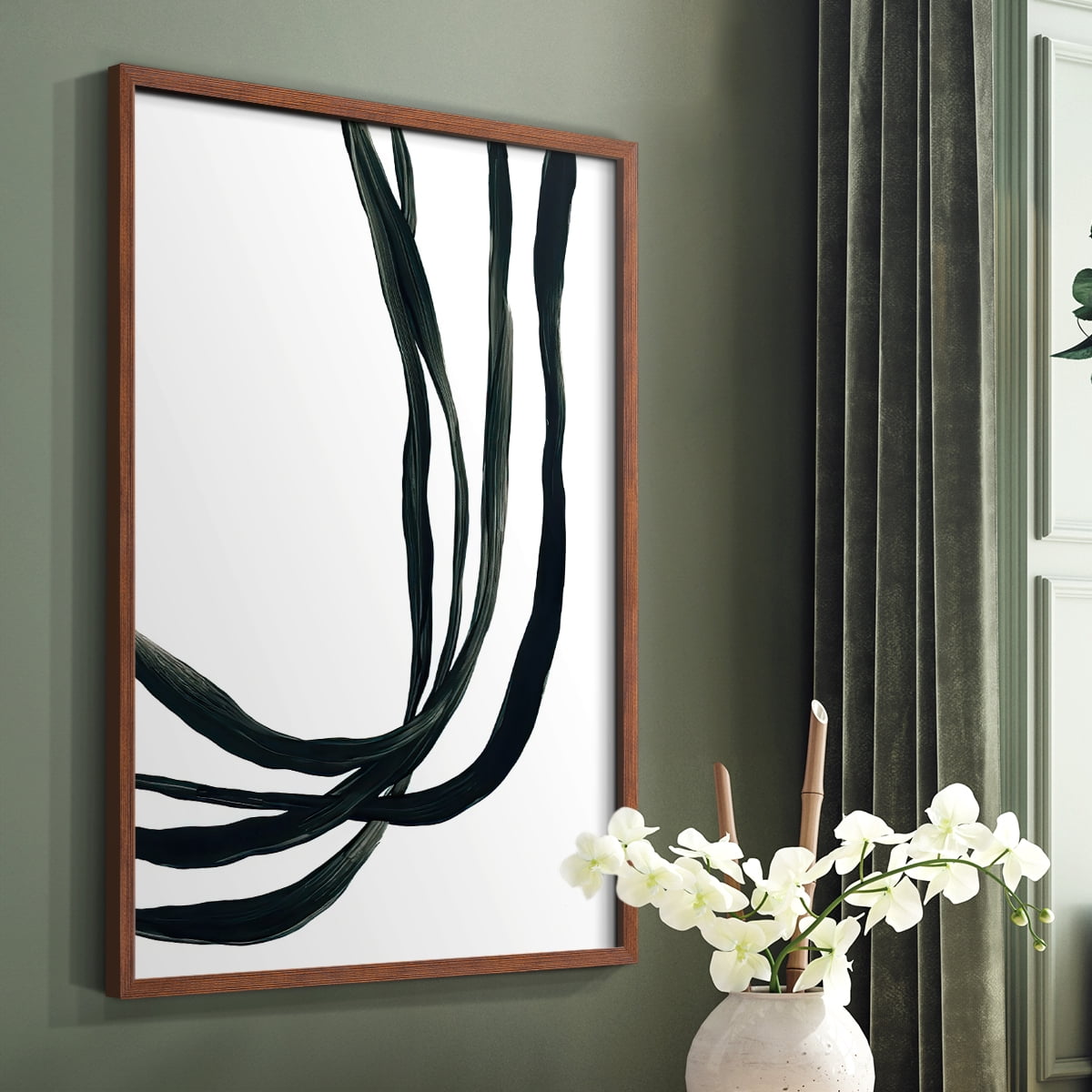Onyx Ribbon I in Brown Solid Wood 8 x 10 Framed Print