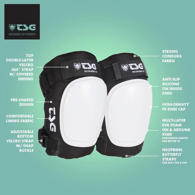 TSG Roller Derby 3.0 Skate Knee Pads – Hard Shell Protection, EVA Foam Padding, Open-Back Design