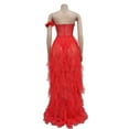 thumbnail image 3 of Oplxuo Women's Sexy Strapless Tulle Maxi Dress with Slit, Mesh See Through Corset Tube Sheer Cocktail Party Dresses, 3 of 6