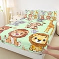 thumbnail image 3 of Manfei Cartoon Animals Full Size Sheets 4-Piece for Boys Girls, Lion Tiger Giraffe Bed Sheets, Elephant Monkey Bear Sheet Sets, Green Super Cozy Room Decor, 3 of 7