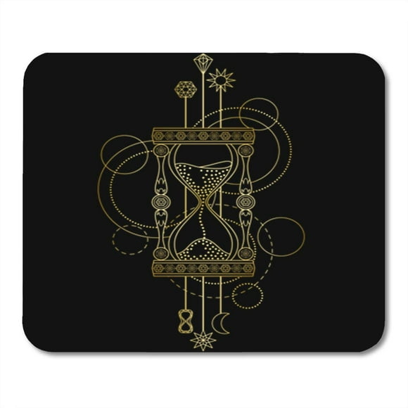 POGLIP Abstract Techno Pattern Gold Sandglass and Geometric on Modern Mousepad Mouse Pad Mouse Mat 9x10 inch