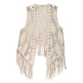 thumbnail image 2 of Xfvqtps Women Waistcoat Tassels Hollow Out Sleeveless Classical Personality Fashion Cowboy Style Fall Cardigan Beige, 2 of 7