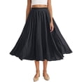 thumbnail image 2 of Tqyyweavej Women's Linen Skirts High Waist Flowy A-Line Midi Skirt Solid Color Loose Elastic Rised Skirts for Women, Free Size, 2 of 10