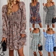 thumbnail image 7 of Women's Summer Vintage Dress Loose Print Resort Bohemian Dress Brown XL, 7 of 7