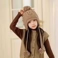 thumbnail image 4 of Cethrio Girls Knit Hats with Ear Flaps, Soft Warm Winter Windproof Beanies for Girl Khaki Size 4-10T, 4 of 5