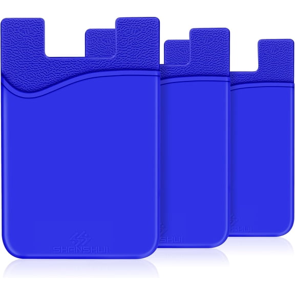 Phone Card Holder, 3 Pack Credit Card ID Card Holder Compatible with Android & Most Smartphones (Dark Blue / 3pcs)