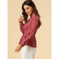 thumbnail image 4 of INSPIRE CHIC Women's Elegant Dots V Neck Smocked Ruffled Hem Peplum Top, 4 of 6