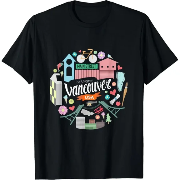 Retro Vancouver USA Washington State Souvenir Graphic T-Shirt - The Original Main Street Travel Apparel for Men and Women - Comfortable Cotton Short Sleeve Tee