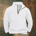 thumbnail image 5 of KaLI_Store Quarter Zip Sweatshirts for Men Long Sleeve Fleece Pullover Lightweight Casual Stand Collar Fall Tops Outdoor Warm Sweatshirts White,S, 5 of 5