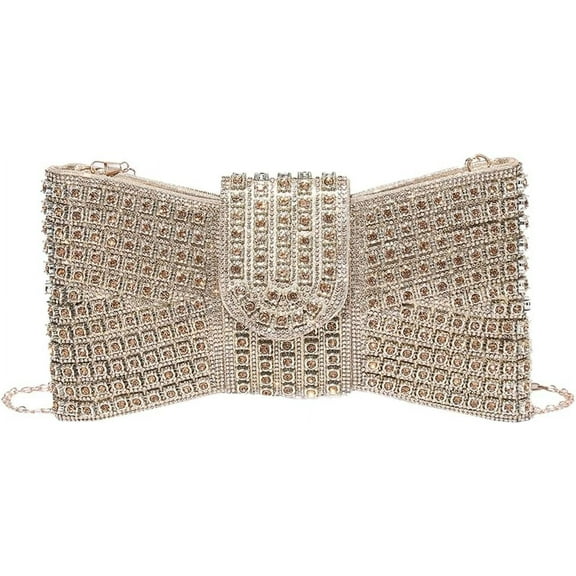 Rhinestone Evening Clutch Purses for Women Bowknot Tote Bags Shiny Shoulder Crossbody Bag Handbags Dinner Party Wedding
