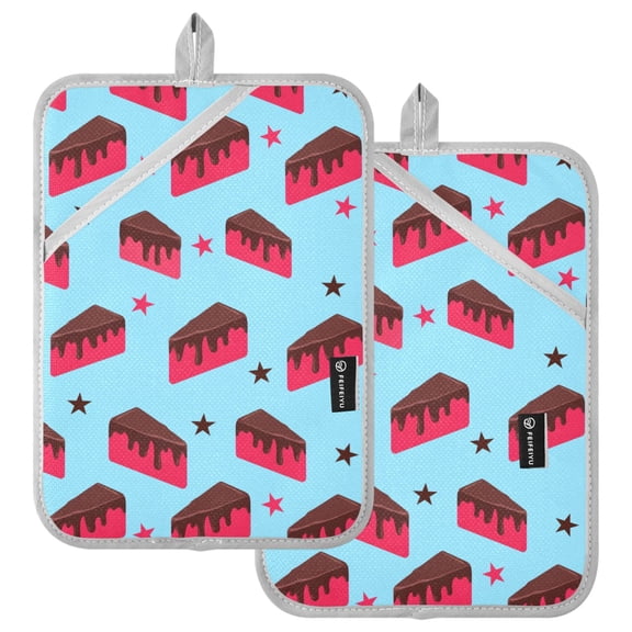 Ryvnso Chocolate Cake Stars Pattern Oven Mitts Heat Resistant Pot Holders Set of 2 Hot Pads