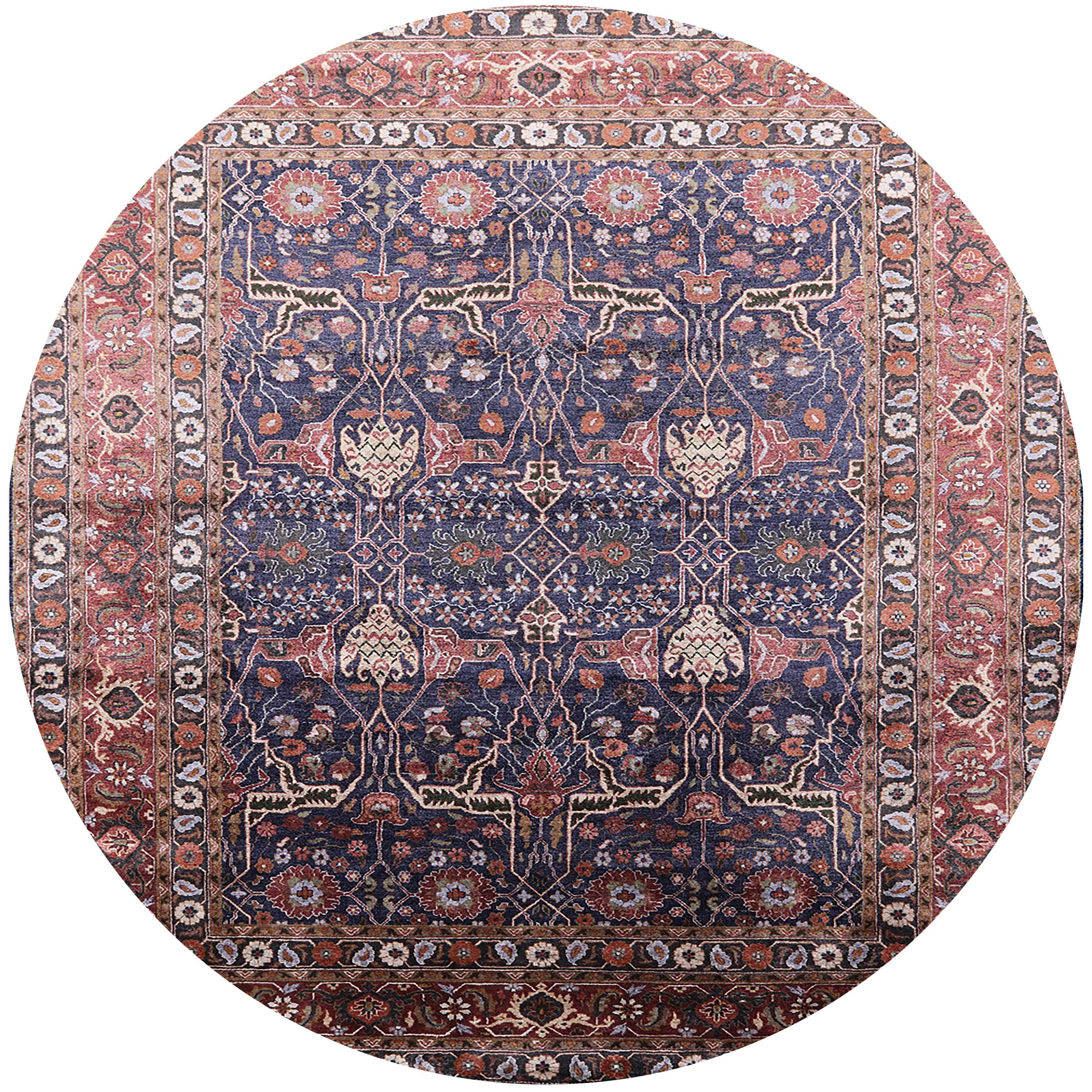 Ahgly Company Indoor Round Mid-Century Modern Maroon Purple Oriental ...