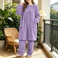 thumbnail image 4 of yillto Women Fleece Nightgowns Long Sleeve Plush Loungewear Sherpa Fuzzy Pajamas Pants 2 Piece, 4 of 7