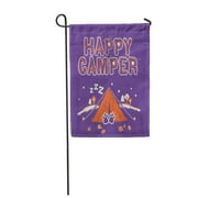 NUDECOR Orange Baby Happy Camper Screen Camp Kids Tent Stars Garden Flag Decorative Flag House Banner 28x40 inch