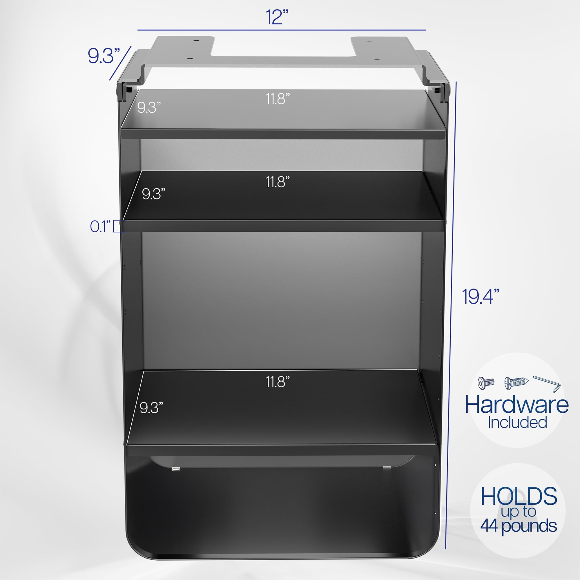 VIVO Black Under Desk Mounted Storage Cabinet