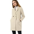 thumbnail image 2 of INSPIRE CHIC Women's Double Breasted Lapel Raglan Long Sleeve Mid Length Overcoat, 2 of 6