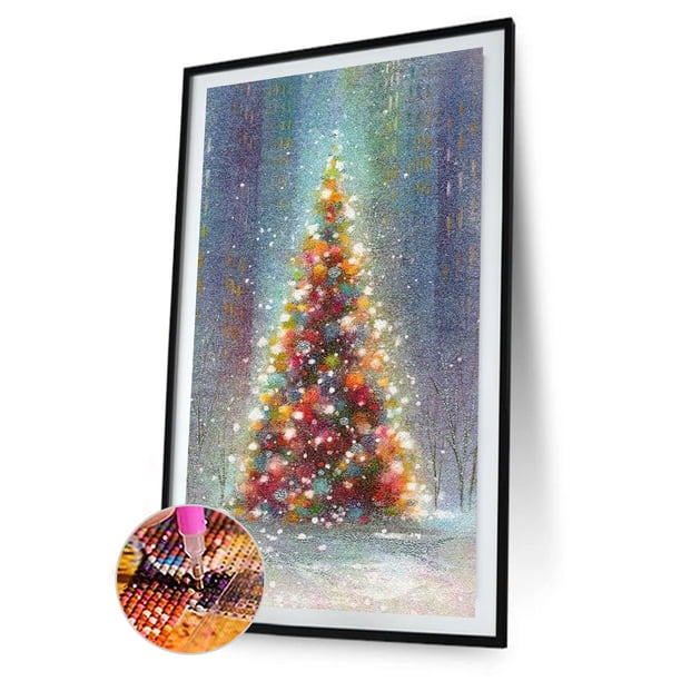 Cuadros Decorativos 5D diamante pintura DIY árbol de Navidad completo redondo taladro Rhinestone Kit Sywqhk Nuevos Originales
