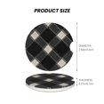 thumbnail image 2 of Round Ceramic Car Coasters 2 Pack Absorptive Clean Cork Bottom For Anti-Slip Use On Most Cars Argyle Plaid Dimgray_1, 2 of 8