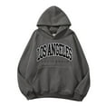thumbnail image 5 of Los Angeles Hoodies for Women 2025 Fall Winter Long Sleeve Drop Shoulder Hooded Sweatshirt with Pockets Pullover Tops, 5 of 6