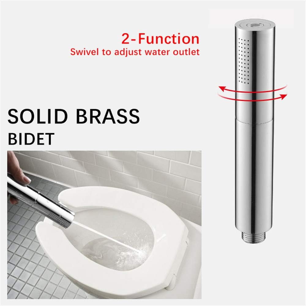 Solid Brass Hand Held Toilet Bidet Sprayer Two Function Douche Kit Shattaf Shower Head Bathroom Angle Valve Chrome,A Set