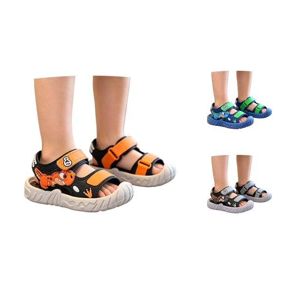 Gyujnb Toddler Boys Dinosaur Closed Toe EVA Sandals Hook Loop Non- Lightweight Summer Water Shoes,2-2.5 Years