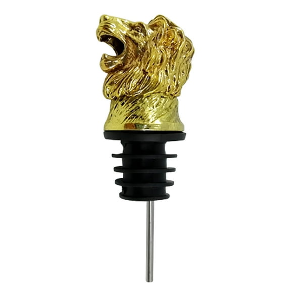Tapones para verter vino en forma de cabeza de león Tapones creativos para botellas de vino Tapón para botellas de bebidas para fiestas en casa (dorado)