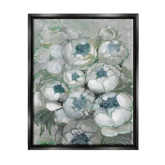 Stupell Modern White Spring Peony Buds Botanical & Floral Painting Black Floater Framed Art Print Wall Art