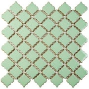 SomerTile 12.375" x 12.5" Antaeus Light Green Porcelain Mosaic Floor and Wall Tile (10 Tiles/ 10.7 sqft.)
