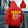 thumbnail image 2 of QHFBli Men's Zip-Up Hoodie Mens God Print Casual Hooded Sweatshirt Long Sleeve Pullover Comfortable Daily Wear Streetwear Fashion Red XXL, 2 of 5